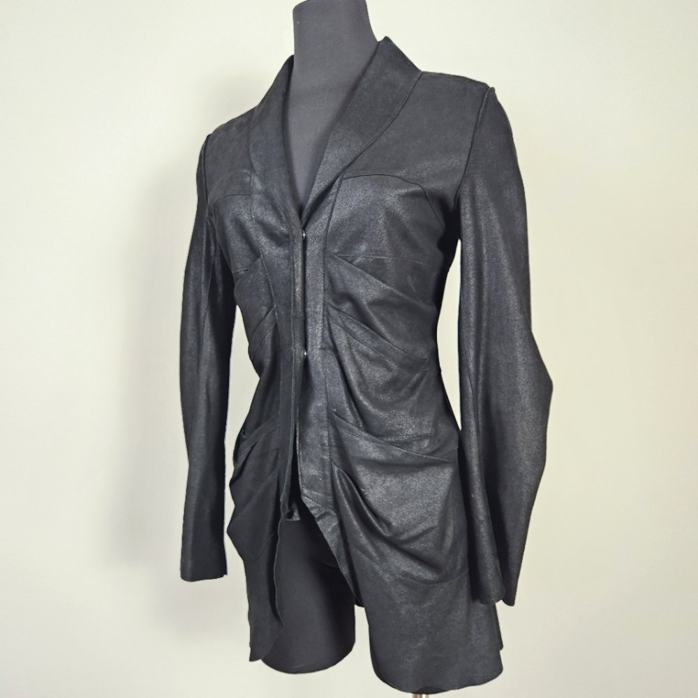 DUARTE Leather Ruched Front Jacket